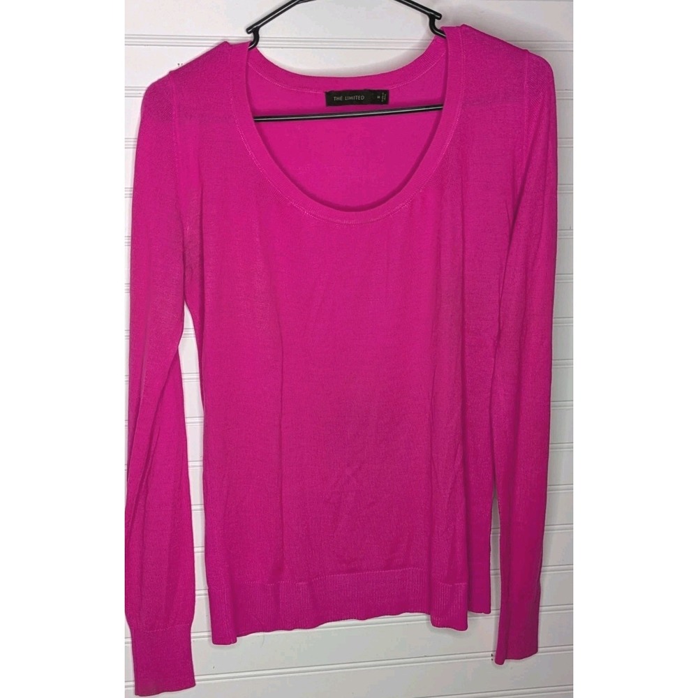 The Limited Womens Medium Long Sleeve Lightweight Barbie Pink Fuchsia Sweater